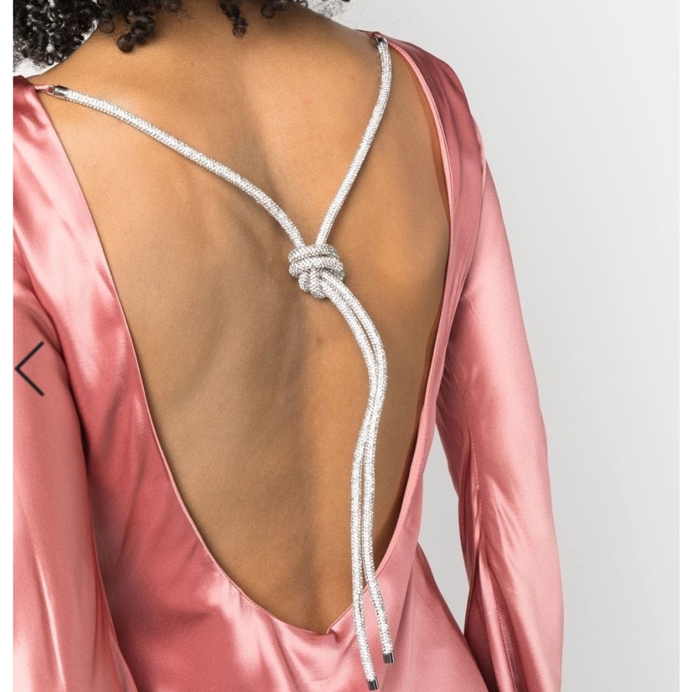 Cult Gaia Tie-detail Long-sleeved Mini Dress in Pink. NEW - Picture 4 of 6
